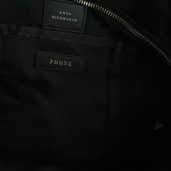 Anya Hindmarch Eyes Top Handle Tote Bag - ruby red lined front pocket & gold zip - Picture 5 of 12